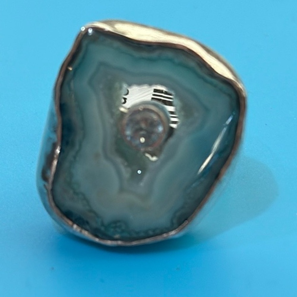 NWT Sea foam agate and topaz set in .925 Sterling silver - Picture 11 of 12